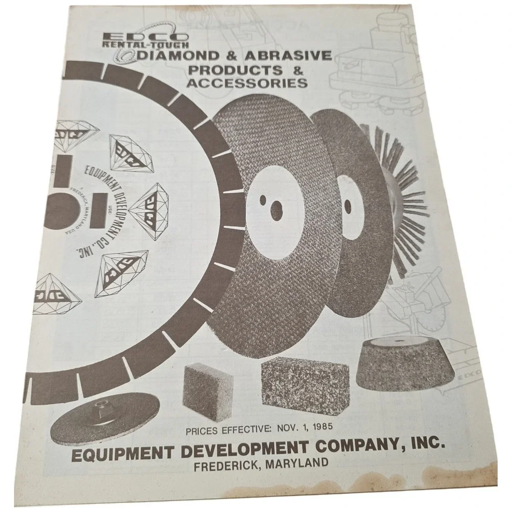 EDCO Diamond & Abrasive Products Accessories Catalog 1985 Equipment Company